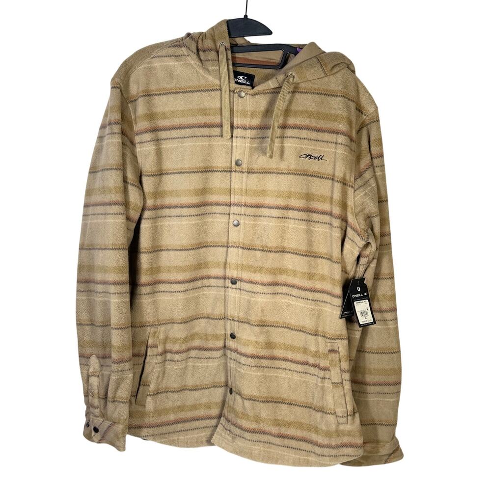 O’Neill Men’s Canyon Hooded Superfleece Shirt Jacket Khaki XL NWT - Picture 1 of 5